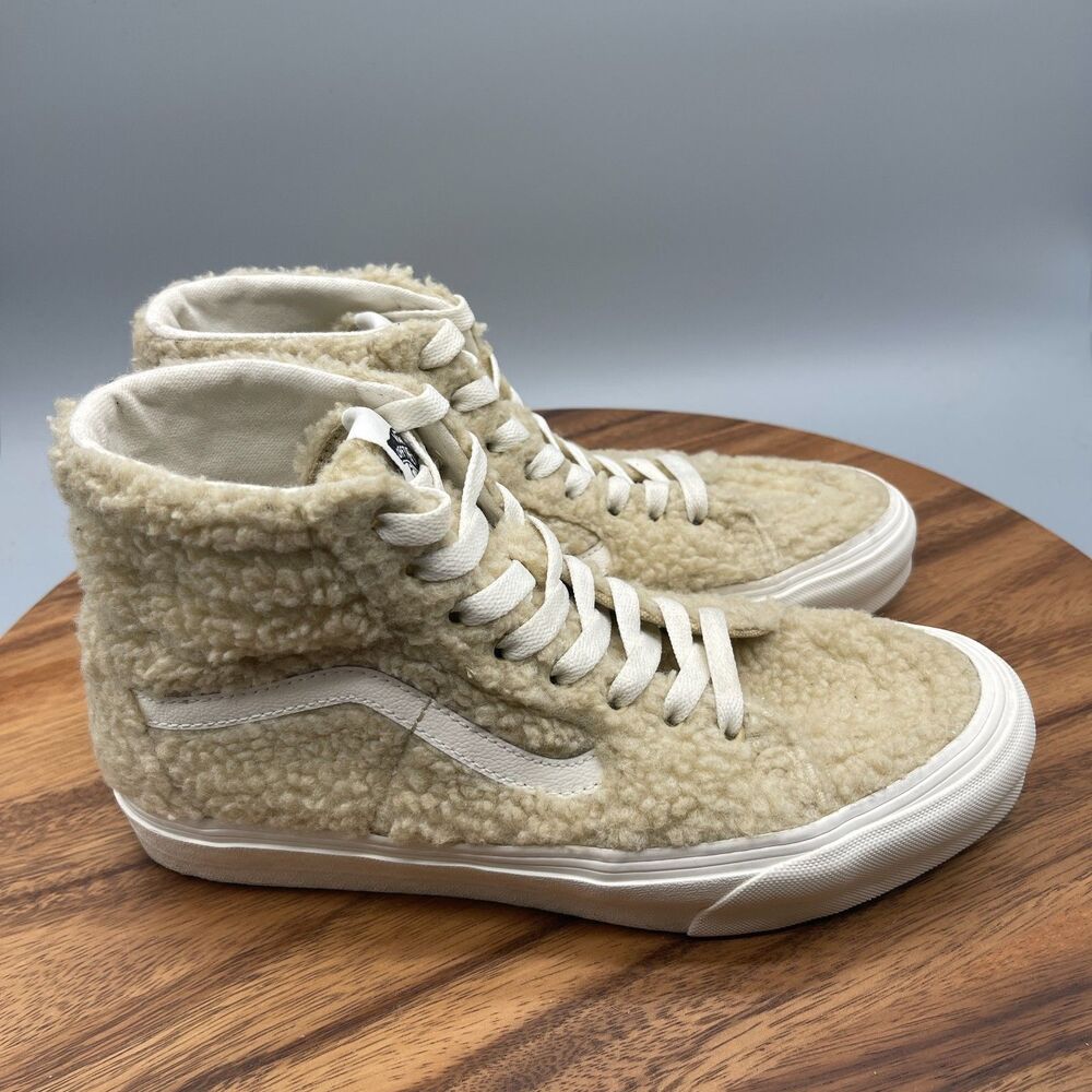 Vans SK8-Hi Shoes Womens Size 10 Sherpa Beige Casual Comfort Skate Sneakers